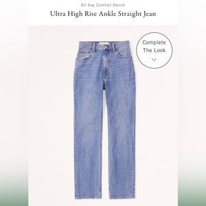 Abercrombie Ultra High Rise Ankle Straight Jean in Medium Long